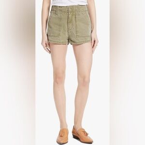 Free People 10 Shorts High Waist Military Olive Green